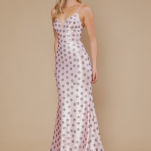 Fitted Span Satin Rhinestone Prom Dress