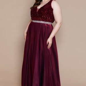 Curve Prom Dress – Sequin Top with Illusion V-Neck